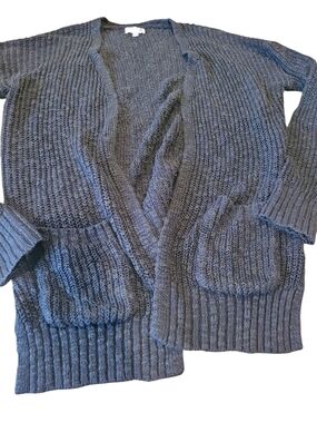 SO Women’s M Black Charcoal Chunky Knit Open Front Cardigan Sweater